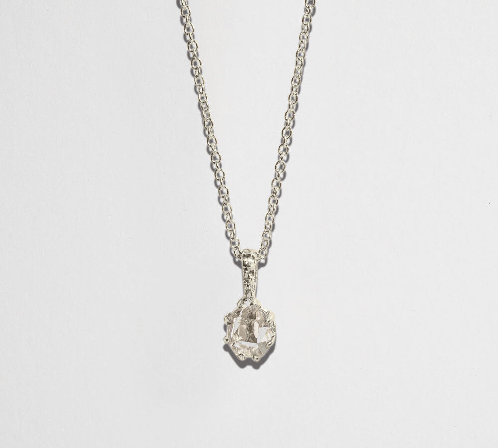 HERKIMER IN THE ROUGH NECKLACE WITH BAIL | 14K GOLD