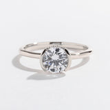 HALF BEZEL ENGAGEMENT RING WITH HIDDEN HALO | 14K GOLD & DIAMOND