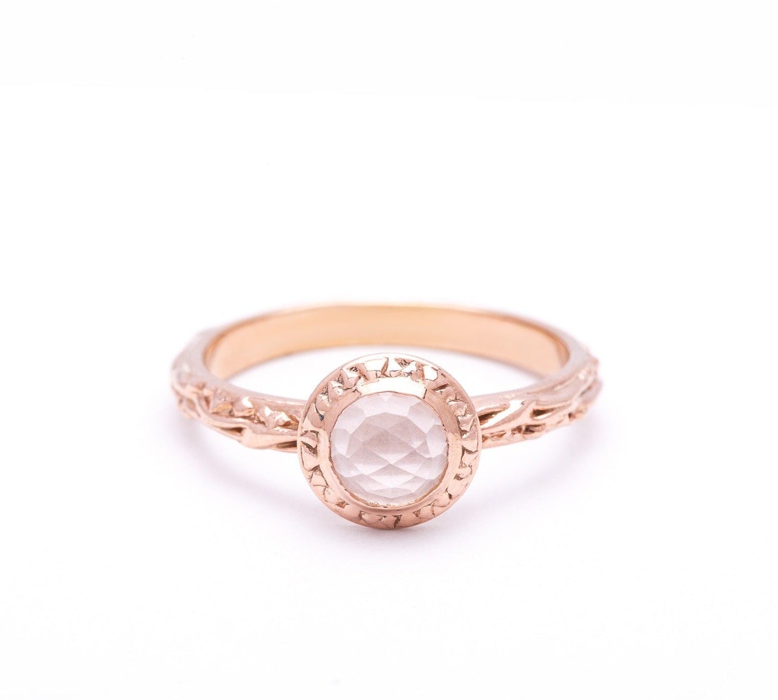 MATRIX HALO BEZEL RING | ROSE CUT ROSE QUARTZ