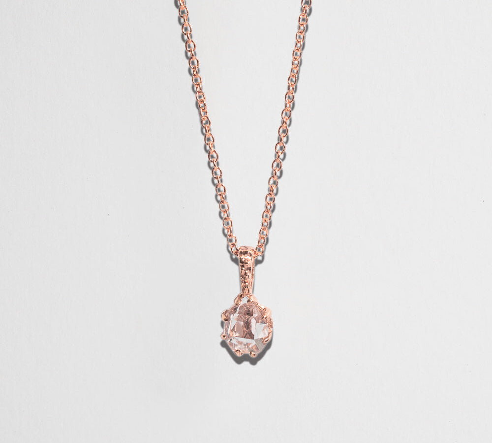 HERKIMER IN THE ROUGH NECKLACE WITH BAIL | 14K GOLD