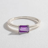 SOLITAIRE EAST WEST RING | 14K GOLD & AMETHYST