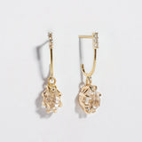 HERKIMER IN THE ROUGH DANGLE EARRINGS | HERKIMER, DIAMONDS, & 14K GOLD