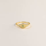 JaxKelly - Gold Rings - Emerald Evil Eye