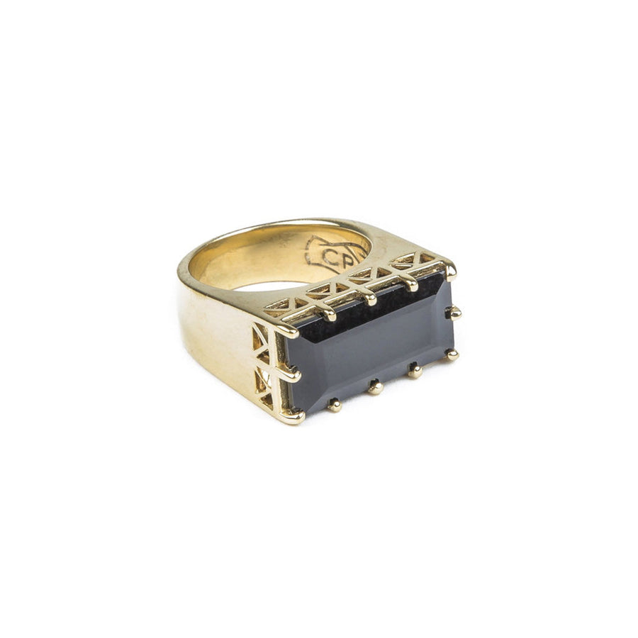 EAST WEST CROWN RING | GOLD VERMEIL & ONYX - AngelaMonacojewelry