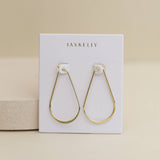 GOLD LONG OVAL HOOP EARRINGS
