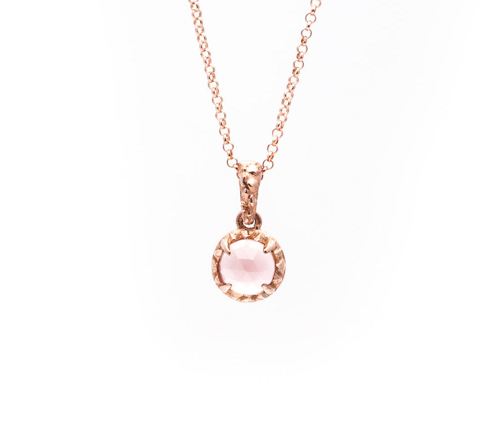 MATRIX HALO NECKLACE | 14K GOLD & ROSE QUARTZ