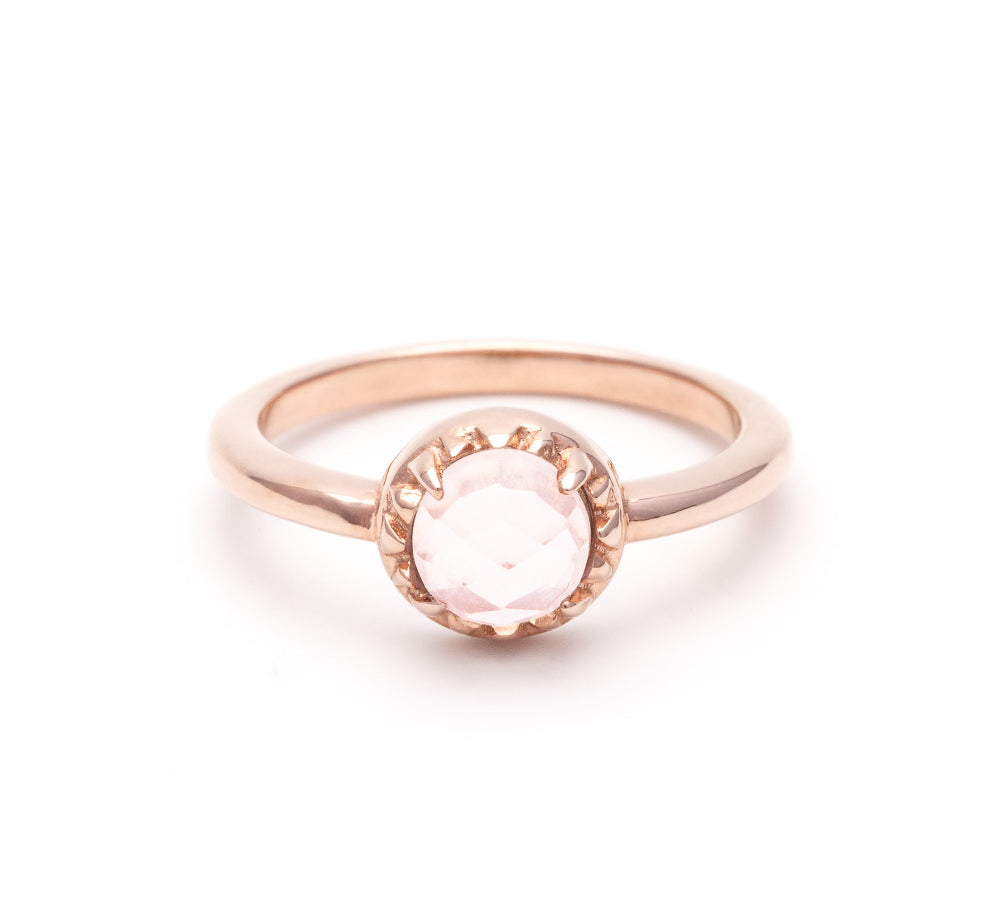 MATRIX HALO RING | 14K GOLD & ROSE QUARTZ