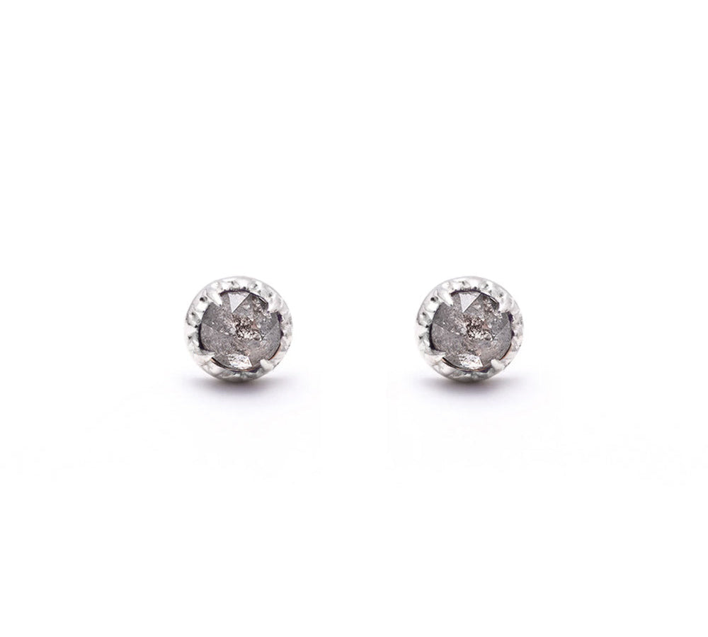 MATRIX HALO STUDS | 14K GOLD | SALT & PEPPER DIAMONDS