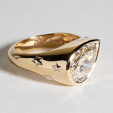 PEAR CUT SIGNET RING WITH STAR DETAIL