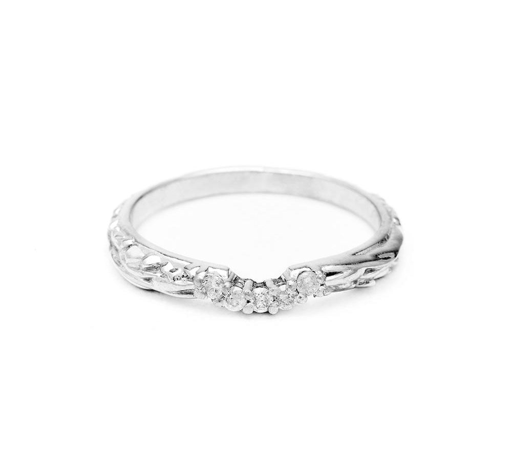 PAVE MATRIX CONTOUR WEDDING BAND | 14K GOLD & DIAMOND