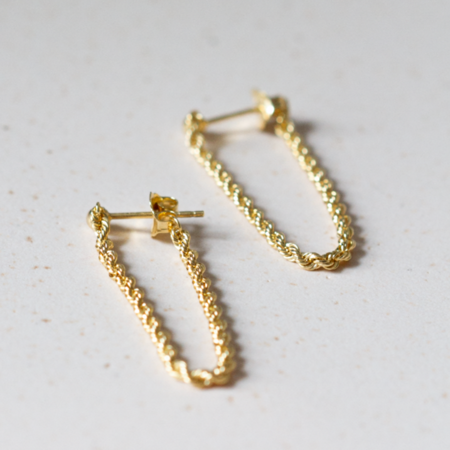 Thick Rope Chain Earrings | 14K Gold 14K White Gold