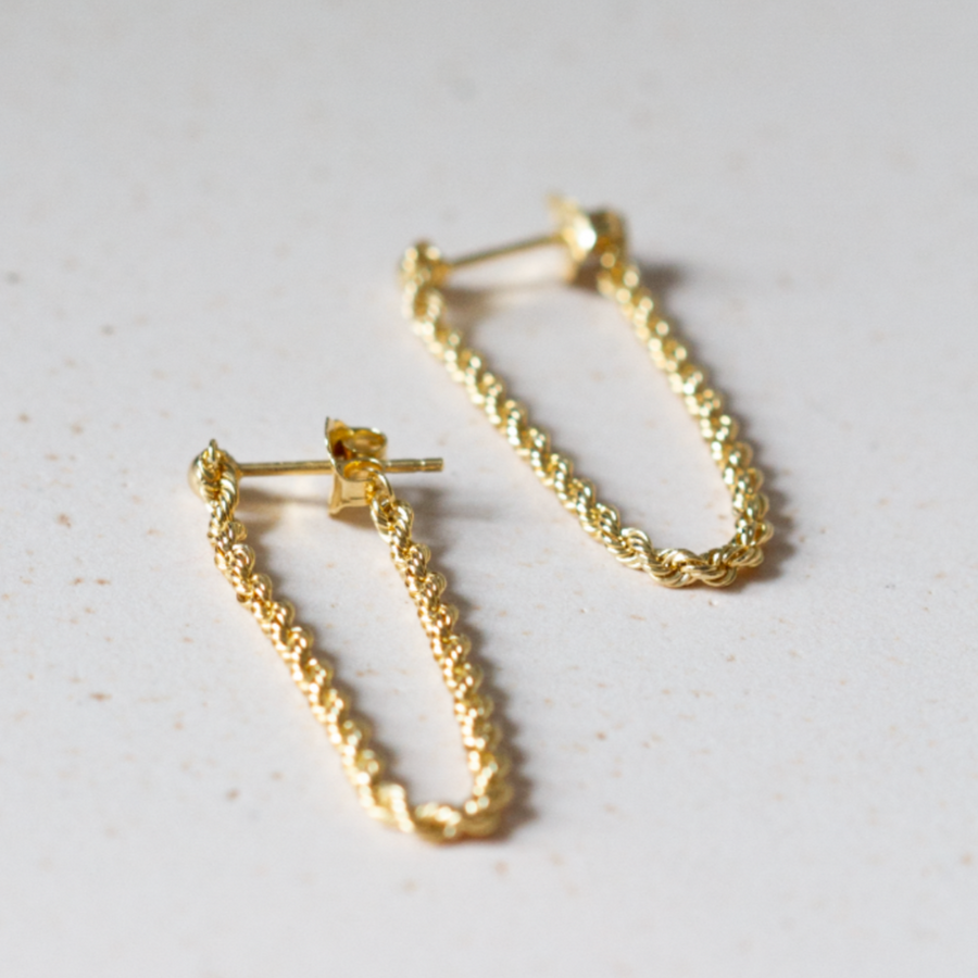 14k gold rope chain earrings deals