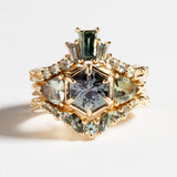 SAPPHIRE CROWN ENGAGEMENT RING SET