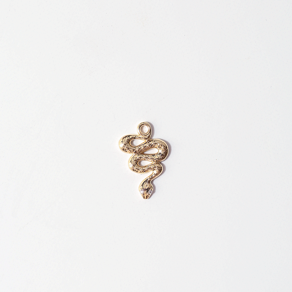 Angela Monaco Jewelry philadelphia 14k yellow gold white diamond snake charm