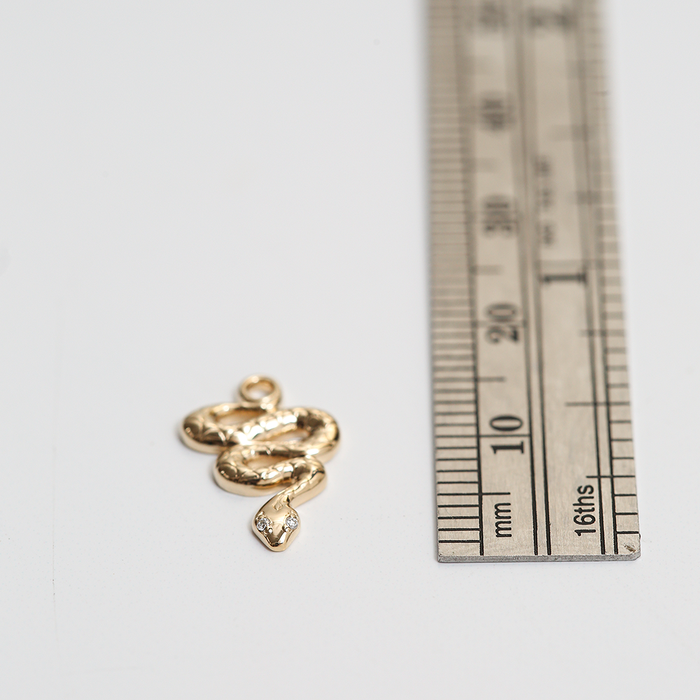 Angela Monaco Jewelry philadelphia 14k yellow gold white diamond snake charm