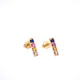 BAR STUDS | 14K GOLD & SAPPHIRES