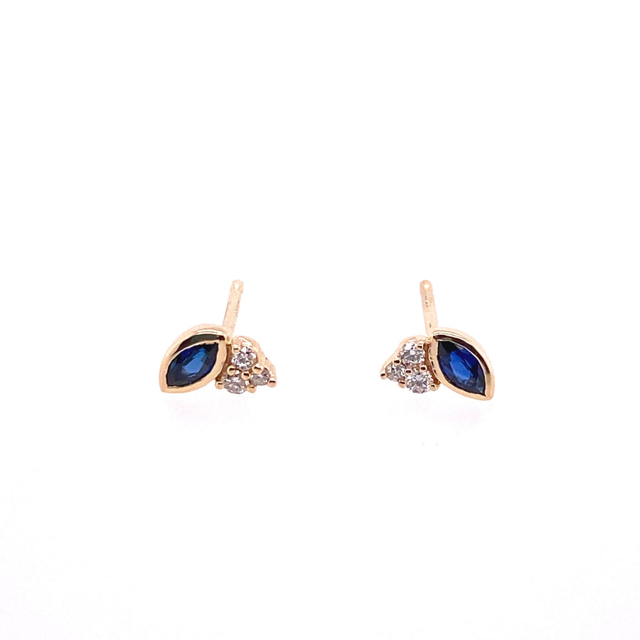 MARQUISE CLUSTER STUDS | 14K GOLD | SAPPHIRE & DIAMONDS
