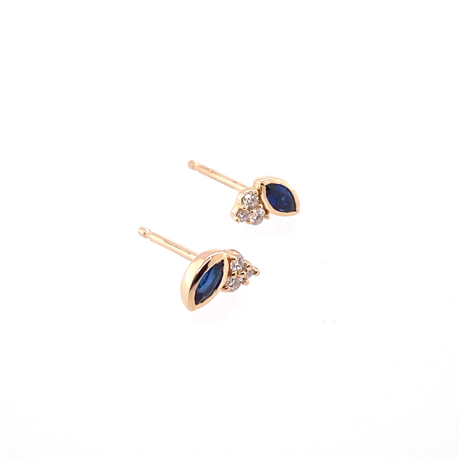 MARQUISE CLUSTER STUDS | 14K GOLD | SAPPHIRE & DIAMONDS