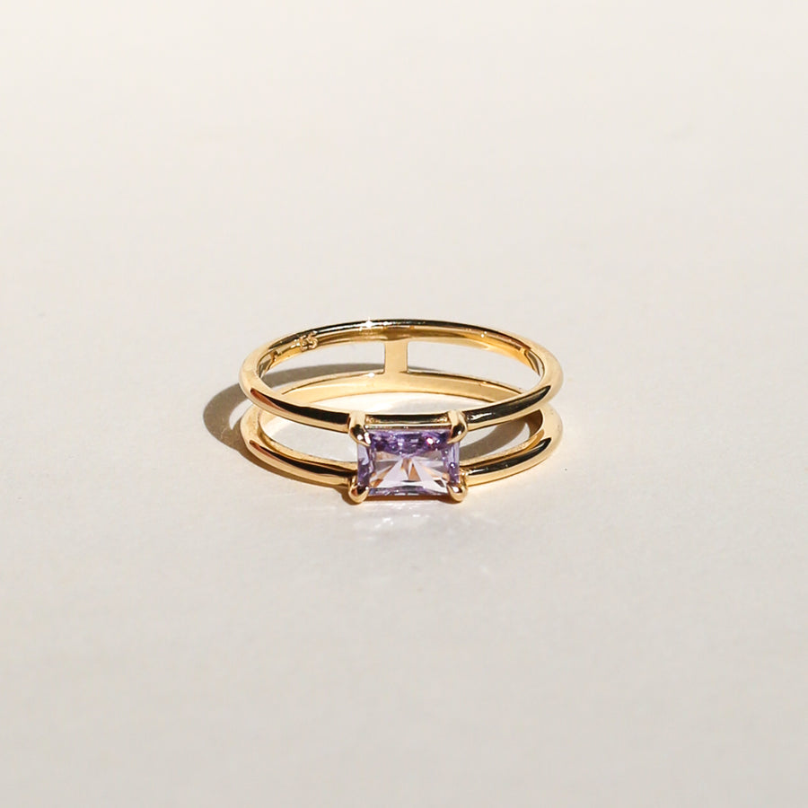 LAVENDER RADIANT-CUT SAPPHIRE RING | 14K YELLOW GOLD