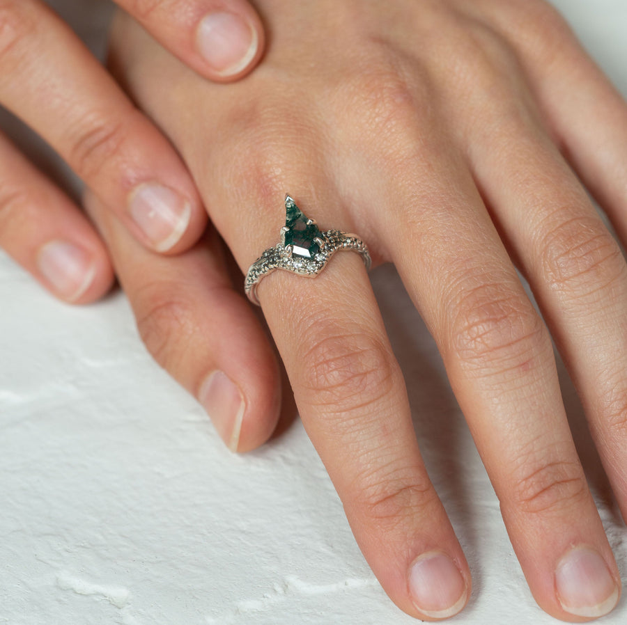FLUX RING | MOSS AGATE & SILVER