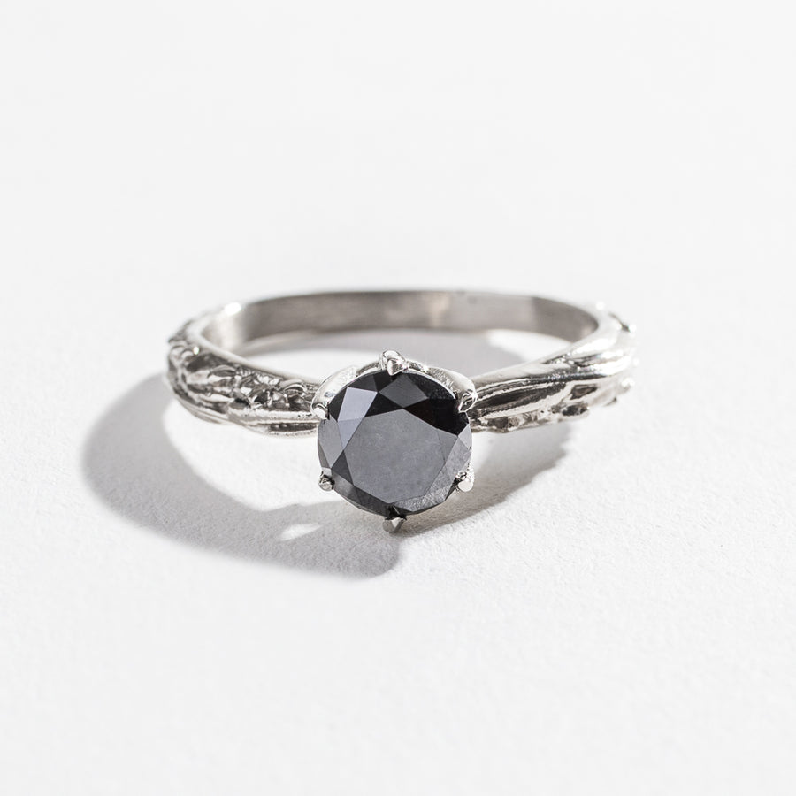 FACETED MATRIX SOLITAIRE RING | SILVER & ONYX