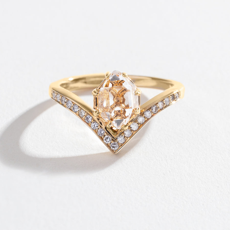 VENUSIAN RING | YELLOW GOLD AND HERKIMER DIAMOND