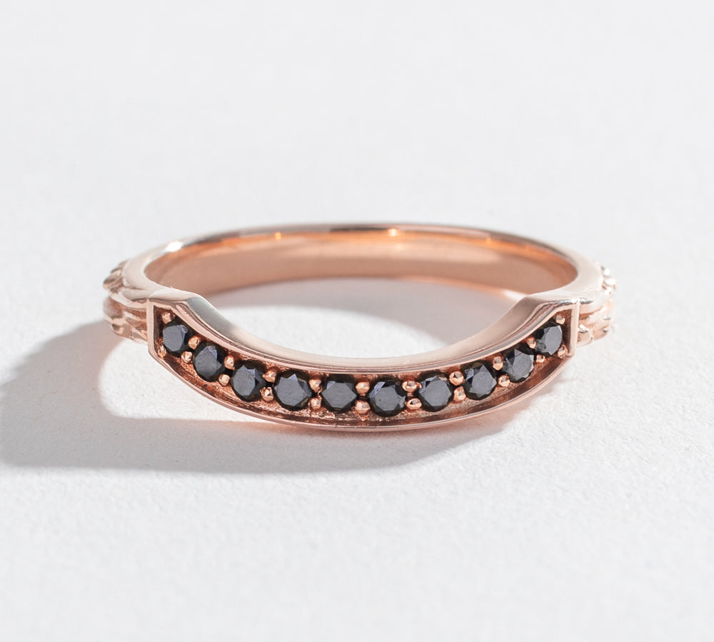 BONADONNA TEXTURED WEDDING BAND |  BLACK DIAMONDS