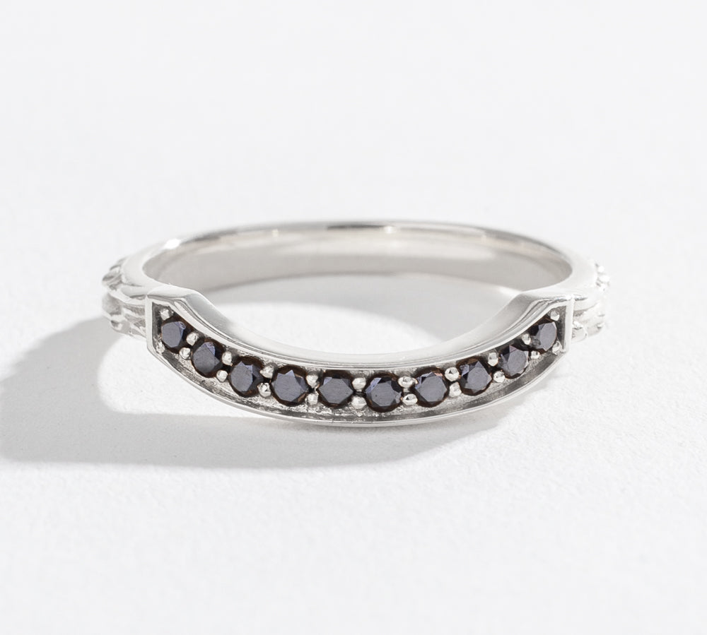 BONADONNA TEXTURED WEDDING BAND |  BLACK DIAMONDS
