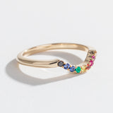 FULL RAINBOW CONTOUR BAND | 14K GOLD & SAPPHIRES