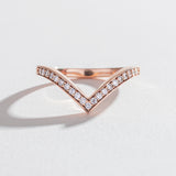 PAVE CHEVRON STACKING RING | 14K GOLD & WHITE DIAMOND