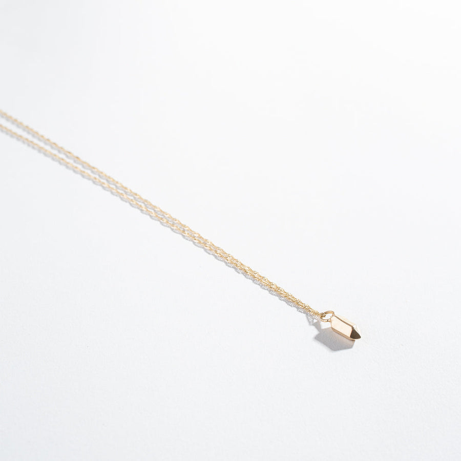 CRYSTAL POINT NUGGET NECKLACE WITH SINGAPORE CHAIN  | 14K GOLD