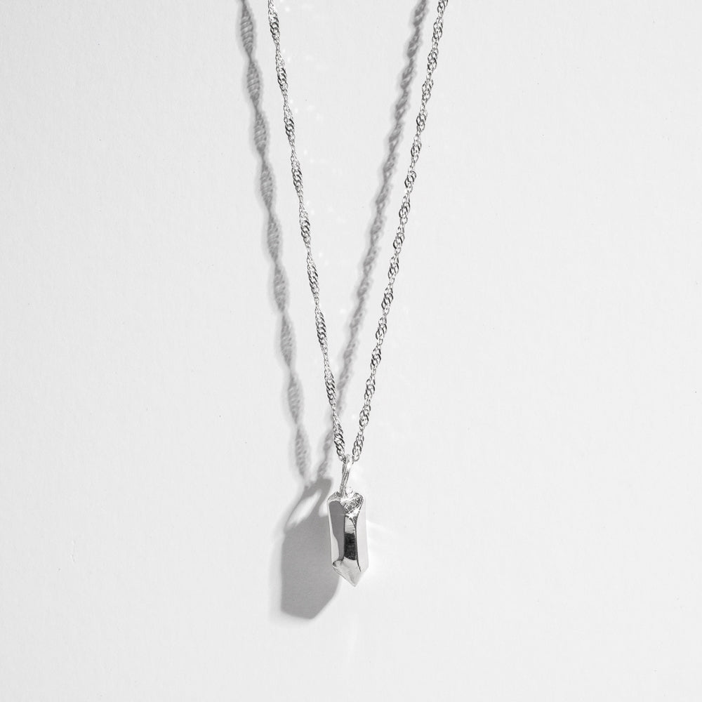 NUGGET NECKLACE WITH SINGAPORE CHAIN | STERLING SILVER