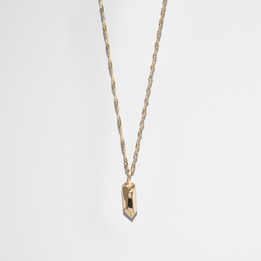 CRYSTAL POINT NUGGET NECKLACE WITH SINGAPORE CHAIN  | 14K GOLD