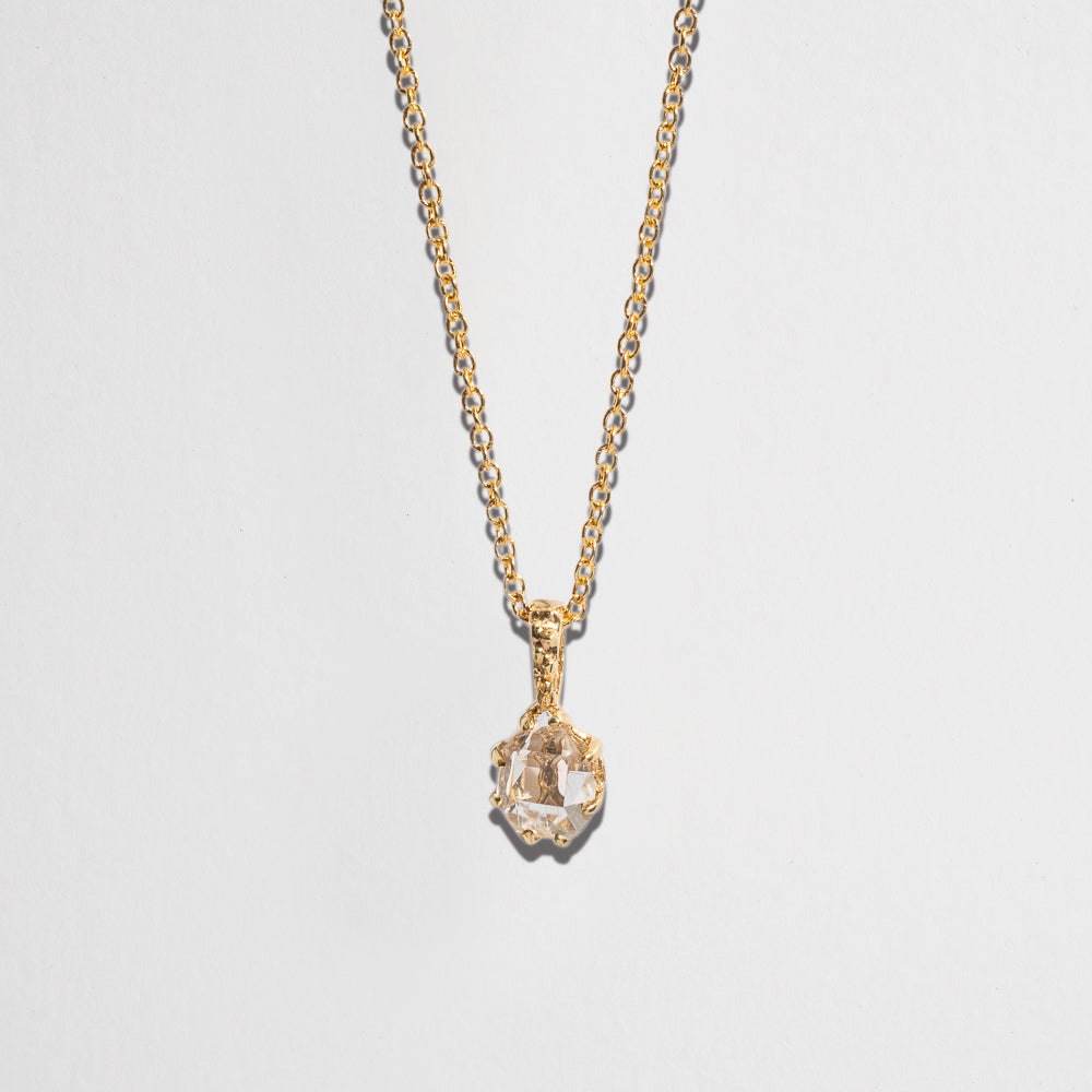 HERKIMER IN THE ROUGH NECKLACE WITH BAIL | 14K YELLOW GOLD