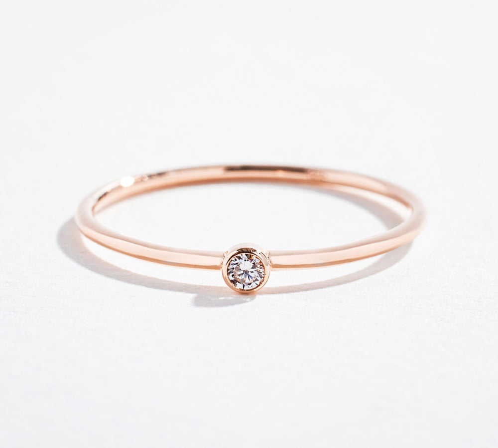 THIN STACKABLE DIAMOND BAND | 14K GOLD & DIAMONDS