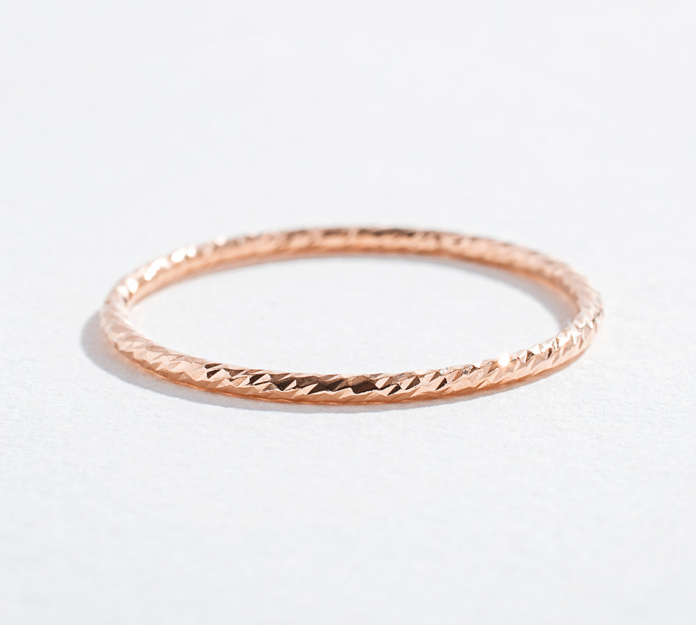 SKINNY STACKABLE SPARKLE RING | 14K GOLD