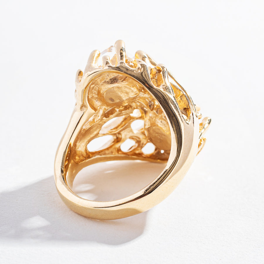 THISTLE RING | YELLOW GOLD VERMEIL & HERKIMER