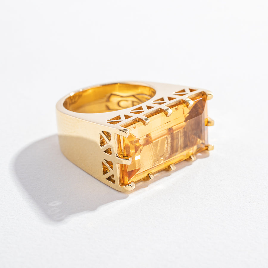 EAST WEST STATEMENT RING | SILVER & CITRINE