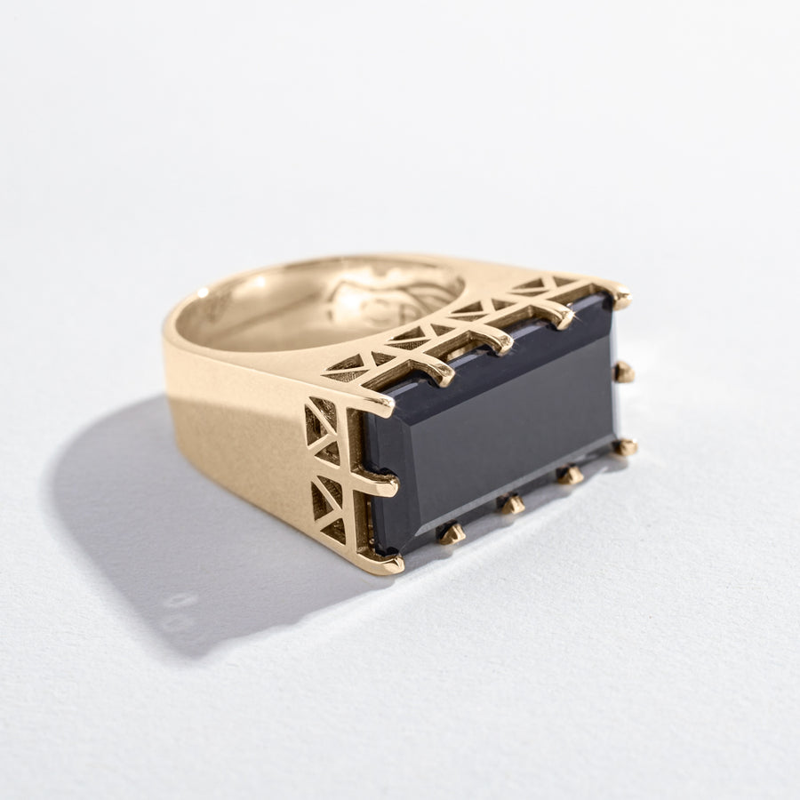 EAST WEST STATEMENT RING | YELLOW GOLD VERMEIL & ONYX