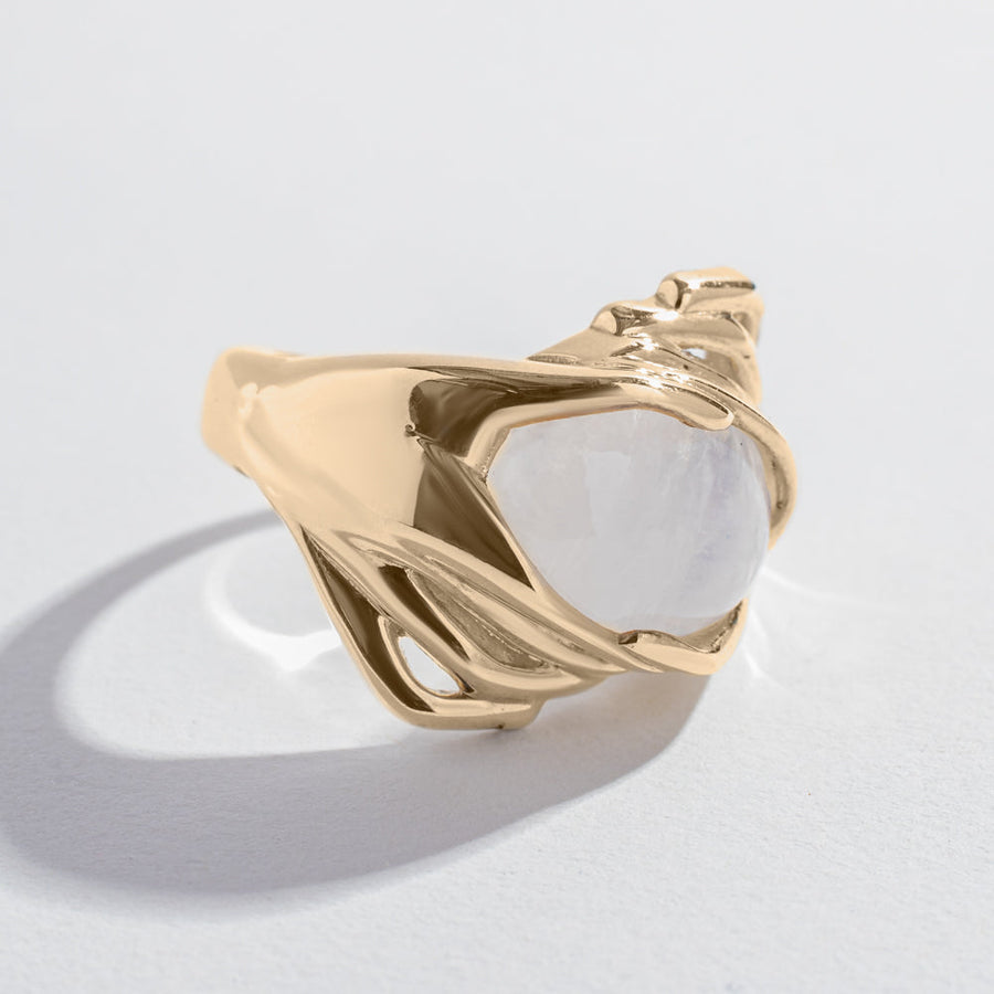 MOON CONNECTION RING | 14K GOLD & MOONSTONE