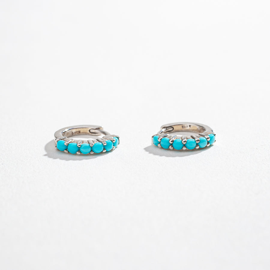 TURQUOISE HINGED HUGGIES | STERLING SILVER