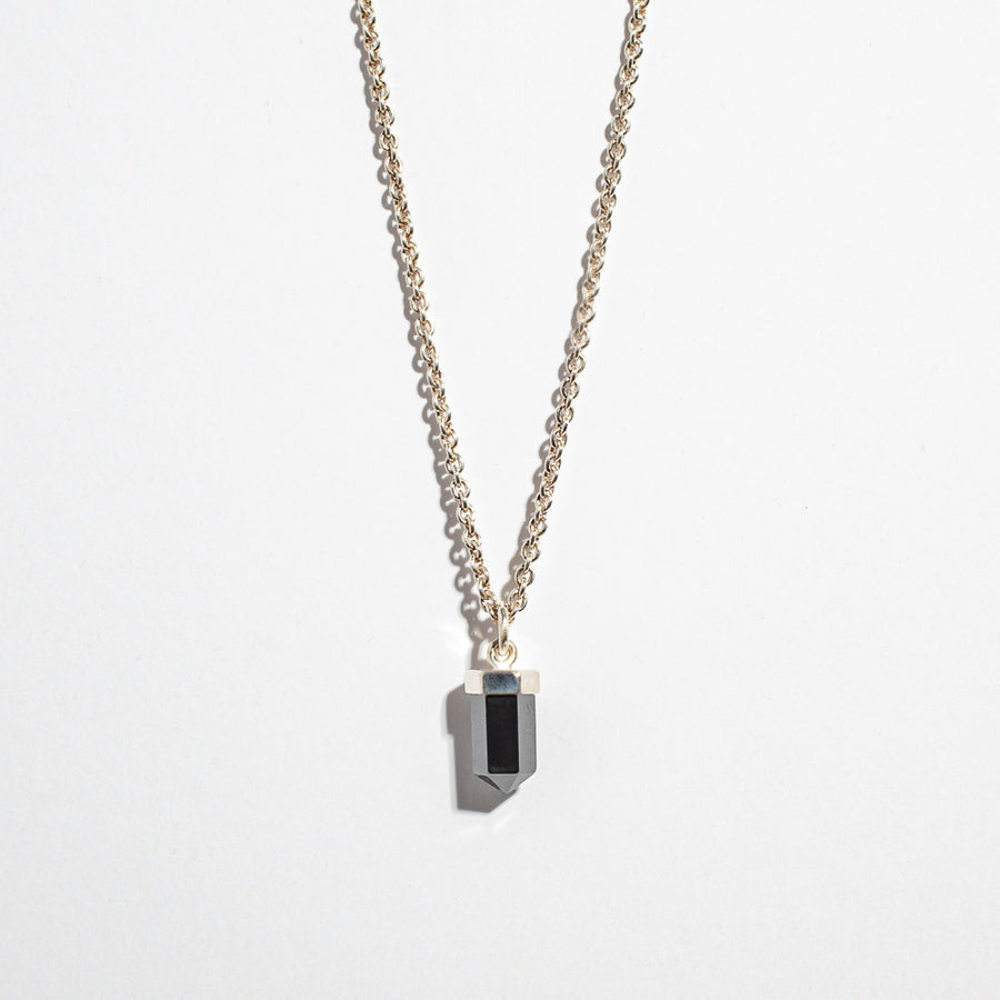 CRYSTAL POINT NECKLACE | SILVER & HEMATITE