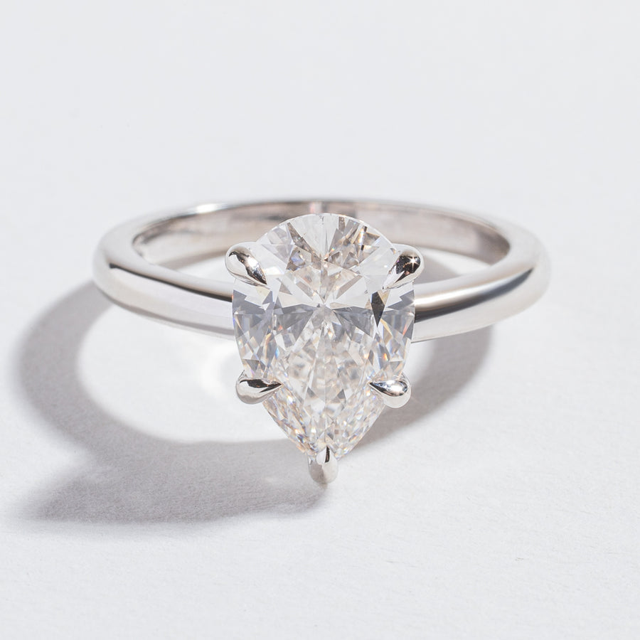 PEAR SOLITAIRE ENGAGEMENT RING | 14K WHITE GOLD & LAB CREATED DIAMOND