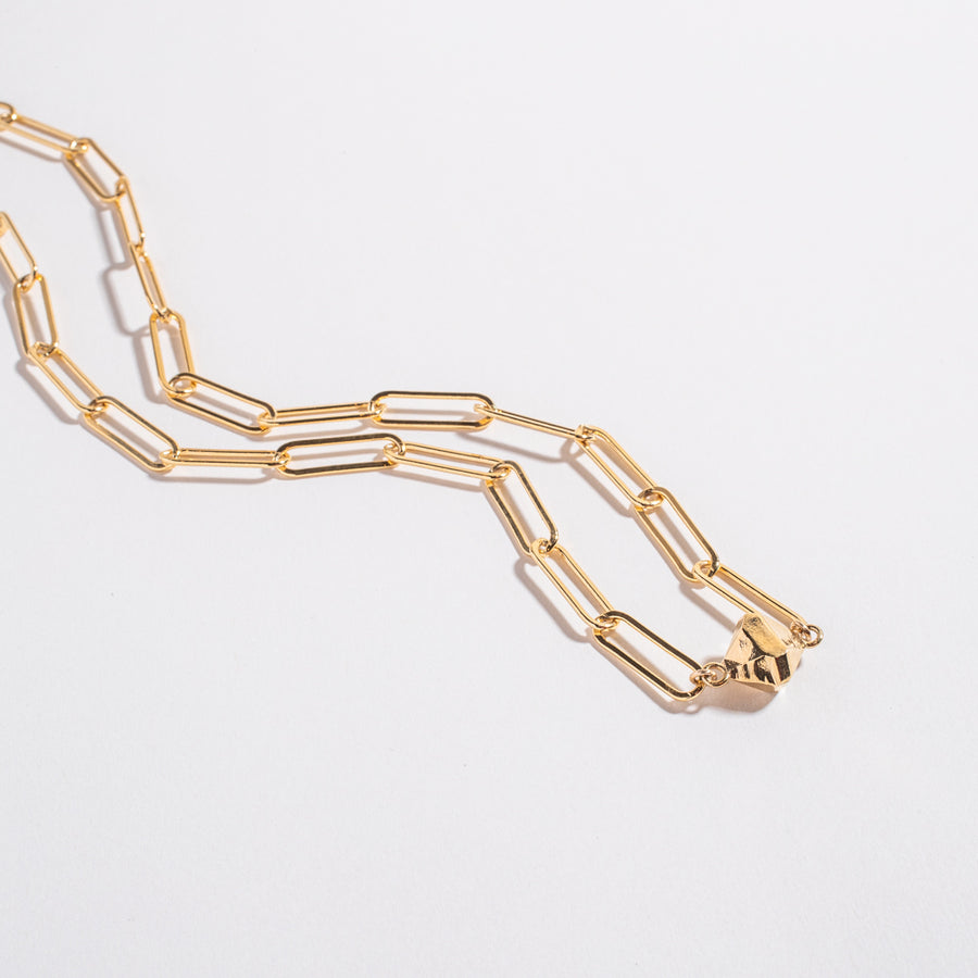 CRYSTAL NUGGET CONNECTOR WITH PAPERCLIP CHAIN | GOLD VERMEIL