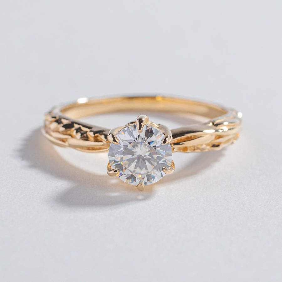 FACETED MATRIX SOLITAIRE ENGAGEMENT RING | 14K GOLD & HERKIMER