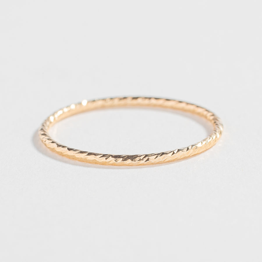 SKINNY STACKABLE SPARKLE RING | 14K YELLOW GOLD