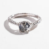 MESA SOLITAIRE ENGAGEMENT RING | 14K GOLD | SALT & PEPPER DIAMOND