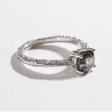 MESA SOLITAIRE ENGAGEMENT RING | 14K GOLD | SALT & PEPPER DIAMOND