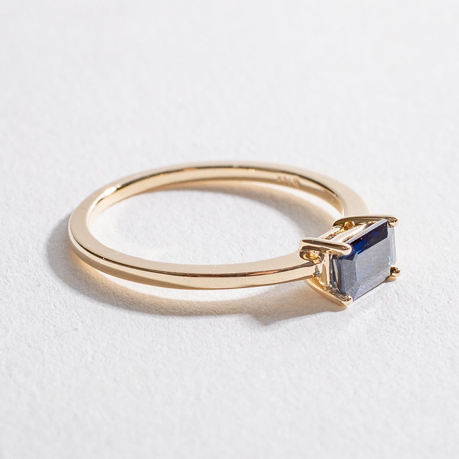 SOLITAIRE EAST WEST RING | 14K GOLD & GENUINE SAPPHIRE