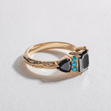 BONADONNA ENGAGEMENT RING | 14K GOLD | BLACK DIAMOND & TURQUOISE